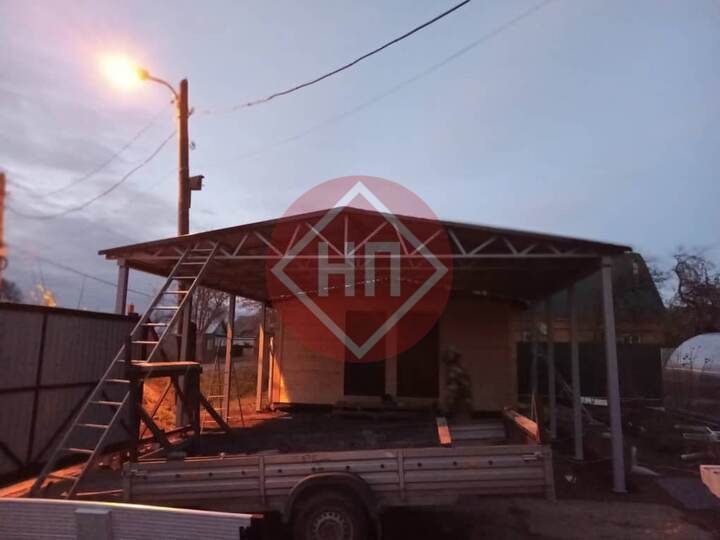 двускатный навес с профлистом